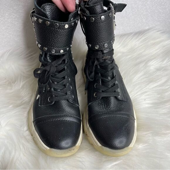sam Edelman Pebble Leather Resnie High Top Combat Boots 7 - Picture 2 of 8